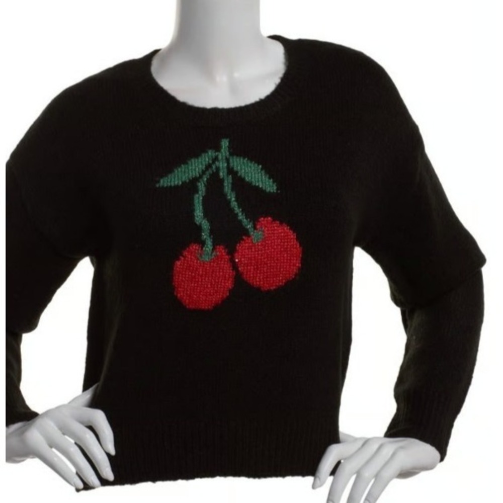 Women's/Juniors Black‎ w/ Red Cherries Sweater Madden Girl Lg